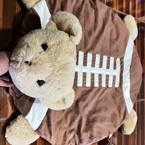Plush Teddy Bear Football Pillow | Nursery Sports Decor • Soft Play Cushion